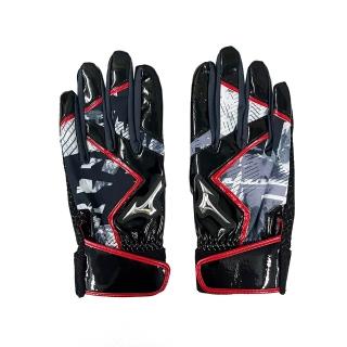 【MIZUNO 美津濃】成人打擊手套一雙入黑x潑漆灰紅(1ETEA55209)