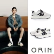 【ORIN】復古撞色磨砂真皮綁帶厚底休閒鞋(米色)