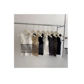 【amica】保暖坑條固定杯寬肩小可愛(寬肩小可愛 內搭背心 寬肩背心 素面小可愛 條紋小可愛 舒適背心)
