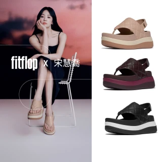 【FitFlop】F-MODE 菱格紋厚底後帶夾腳涼鞋-女(三色)