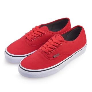 【VANS】Authentic 經典 平底素面 帆布鞋 男 紅色 5孔綁帶 低筒 休閒鞋 滑板鞋 VN0004MKIJO
