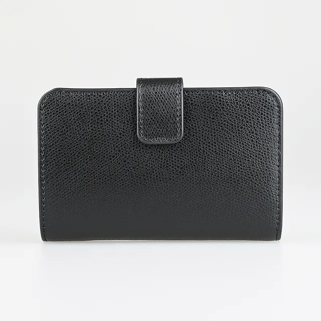 【FURLA 芙拉】FURLA Camelia 立體金字LOGO牛皮10卡壓釦拉鍊袋中夾(黑)