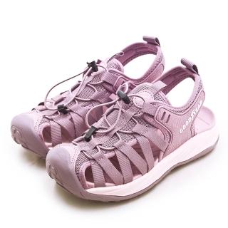 【GOODYEAR 固特異】女 固特異透氣輕便束扣護趾織帶運動涼鞋 露營趣系列(藕粉 52612)