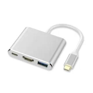 【ZA 喆安】3合1 Type-C HUB轉接集線器(支援Type-C HDMI投影/充電/傳輸 適用MacBook/iPhone/iPad/筆電)
