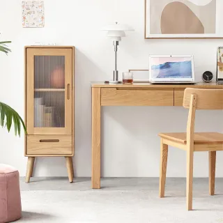 【hoi! 好好生活】源氏木語柏林橡木原木色玻璃單抽矮邊櫃 Y83M01