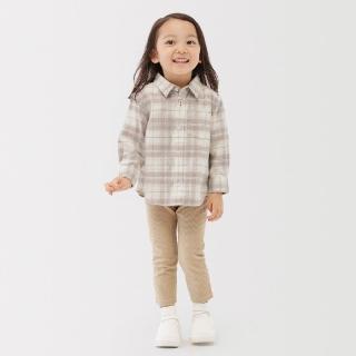 【MUJI 無印良品】幼兒雙面起毛法蘭絨標準領長袖襯衫(象牙白/柔白格紋/暗藍格紋/芥黃格紋)