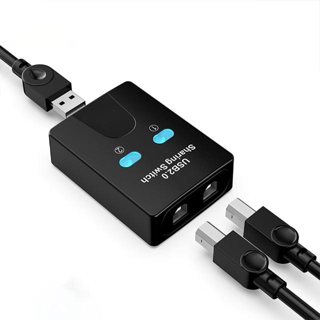 【Arum】USB2.0 Type-B轉Type-A二進一出分享器(切換器列印方頭影印機印表機鍵盤一鍵切換共享器)