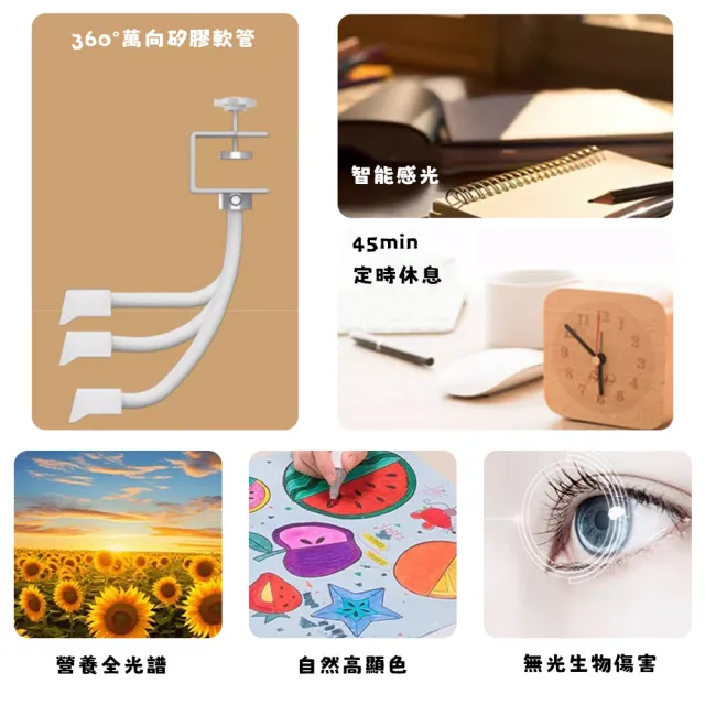 【易利談】護眼檯燈 新一代學習書桌燈(80CM智能感光 無頻閃 定時休息lf)