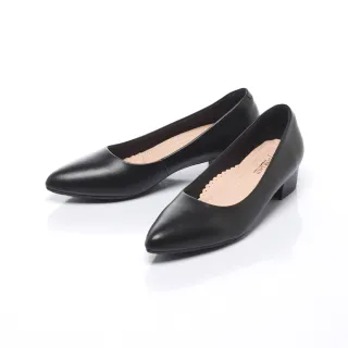 【FAIR LADY】新超級上班者聯盟 經典沈穩尖頭素面黑中跟鞋(經典黑、602009)