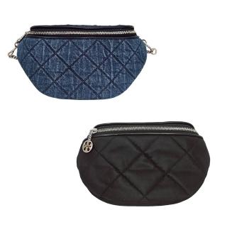 【TORY BURCH】TORY BURCH TB 小香風牛仔丹寧風菱格紋中性側背包(贈原廠防塵袋紙袋 送禮)