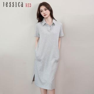 【Jessica Red】休閒簡約口袋Polo領短袖洋裝R54701