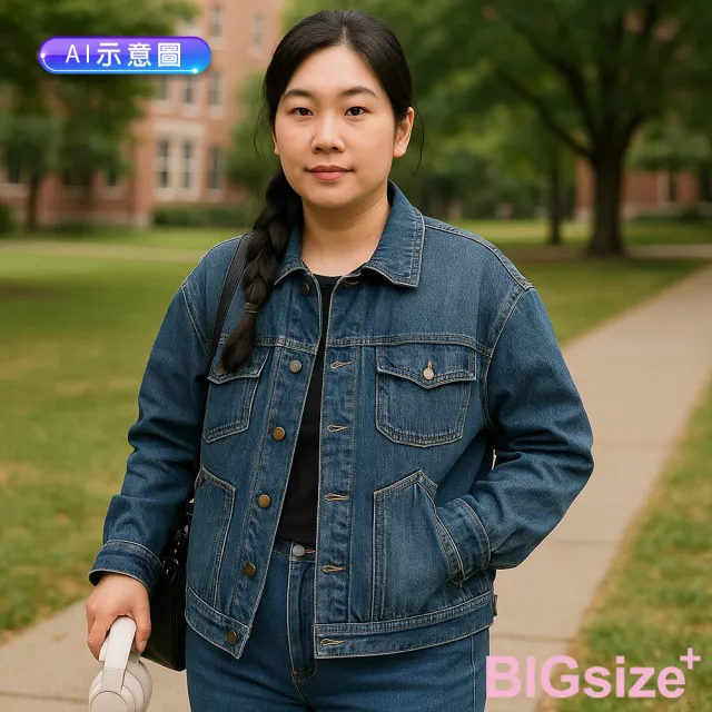 【B+ 大尺碼專家】現貨-大尺碼-美式 經典 女款 牛仔外套(0108069)