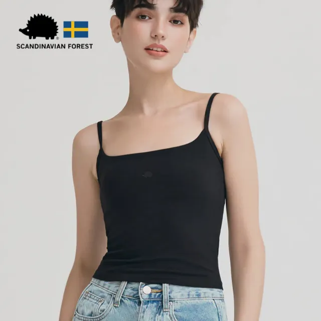 【SCANDINAVIAN FOREST 北歐小刺蝟】City Sport細肩帶短版運動背心 BRA TOP 502(黑色)