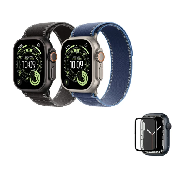 鋼化保貼組【Apple】Apple Watch Ultra3 2025 GPS+行動網路 49mm(鈦金屬錶殼搭配越野錶環)