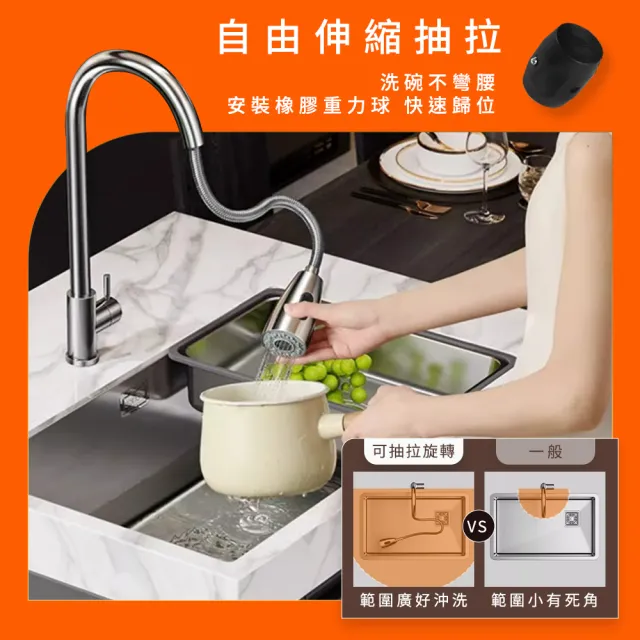 【智殿】龍頭噴槍款 抽拉龍頭 廚房旋轉龍頭 抽拉水管龍頭(165-KF304S+2 洗碗槽水龍頭 抽拉式洗碗龍頭)