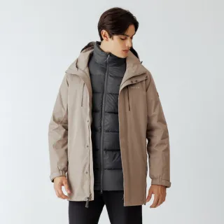 【Hilltop 山頂鳥】GORE-TEX二合一 防水透氣石墨烯蓄熱羽絨長版大衣外套 男款 卡其｜PF21XM64ECNK