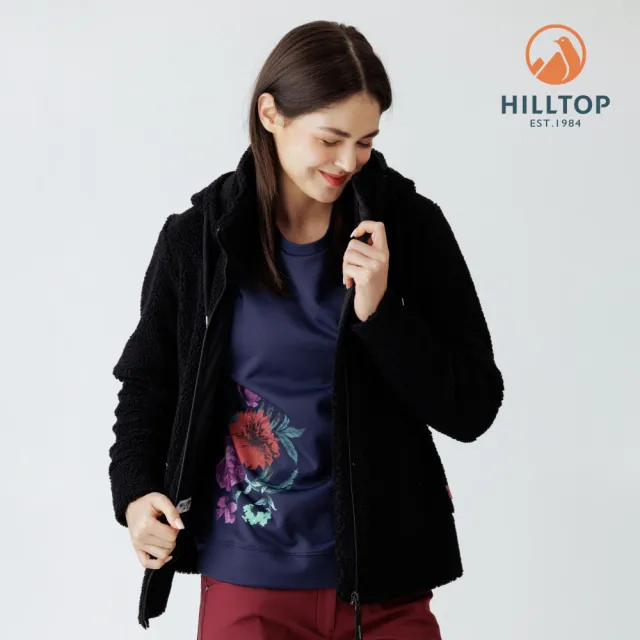 【Hilltop 山頂鳥】毛絨保暖刷毛外套 女款 黑色｜PH22XF30ECA0