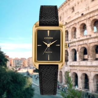 【CITIZEN 星辰】L系列 簡約時尚 光動能腕錶 黑 23*35mm 雙11 送禮現貨(EM1192-01E)