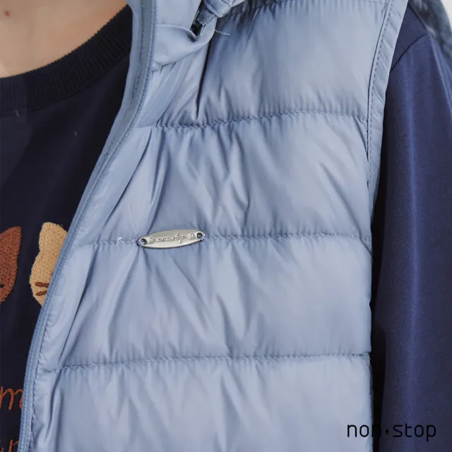 【non-stop】輕暖絎縫連帽羽絨背心-2色