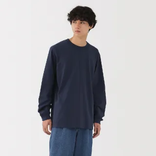 【MUJI 無印良品】男水洗粗織圓領長袖T恤(白色/灰色/墨灰/黑色/卡其/深藍)