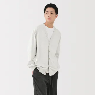 【MUJI 無印良品】男輕量裏毛V領開襟衫(灰色/黑色/粉米)