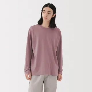 【MUJI 無印良品】男水洗天竺圓領長袖T恤(白色/黑色/卡其/煙燻藍/暗藍/煙燻粉)