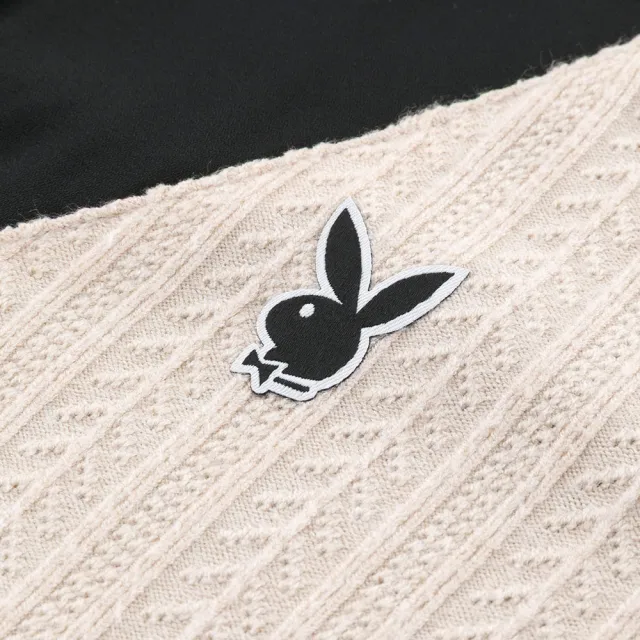 【PLAYBOY】假兩件背心式雪紡襯衫(黑色)