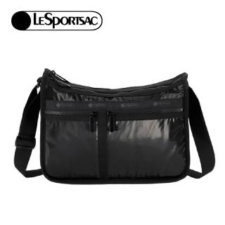 【Lesportsac】Deluxe Everyday Bag 經典奢華斜背包 側背包 通勤旅行包 送禮 禮物 推薦 女包(亮面黑)