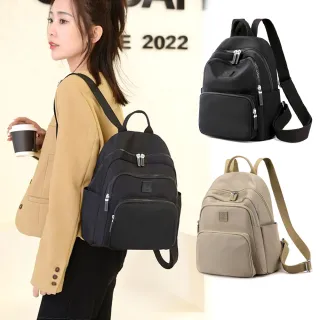 【吉豐洋行】大容量雙拉鍊防潑水尼龍後揹包/雙肩包(防水包 棉質減壓揹帶)