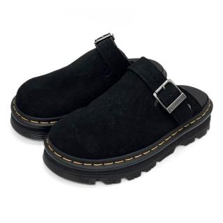 【Dr.Martens】馬汀 ZebZag Mule麂皮包頭穆勒鞋 黑 女 馬丁真皮半拖鞋 休閒懶人涼鞋 31657001