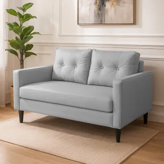 【Hampton 漢汀堡】哈特利皮面雙人沙發-石墨灰(雙人沙發/耐磨皮/皮沙發/沙發/DIY)