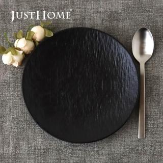 【Just Home】磨砂岩板陶瓷8吋餐盤-深邃黑(可微波 盤 碗盤 平盤 西餐盤 義大利麵 擺盤)