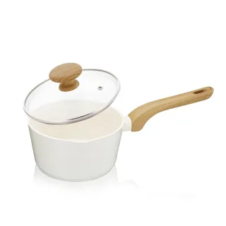 【KINYO】IH電磁爐鑽石不沾單柄湯鍋 牛奶鍋 16cm(PO-1160 含蓋 湯鍋 泡麵鍋)