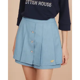 【SCOTTISH HOUSE】壓褶牛仔短褲裙-深藍/淺藍 CIWB2366
