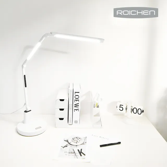 【Roichen】好折燈 LED超廣域雙光源觸控護眼檯燈 氣氛燈