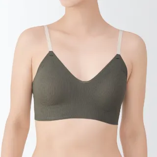 【MUJI 無印良品】女舒適觸感螺紋胸罩(黑色/米黃/深綠/淺藍)