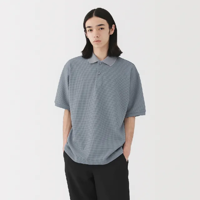 【MUJI 無印良品】男速乾鬆餅紋短袖POLO衫(柔白 灰銀 黑色 淺藍)