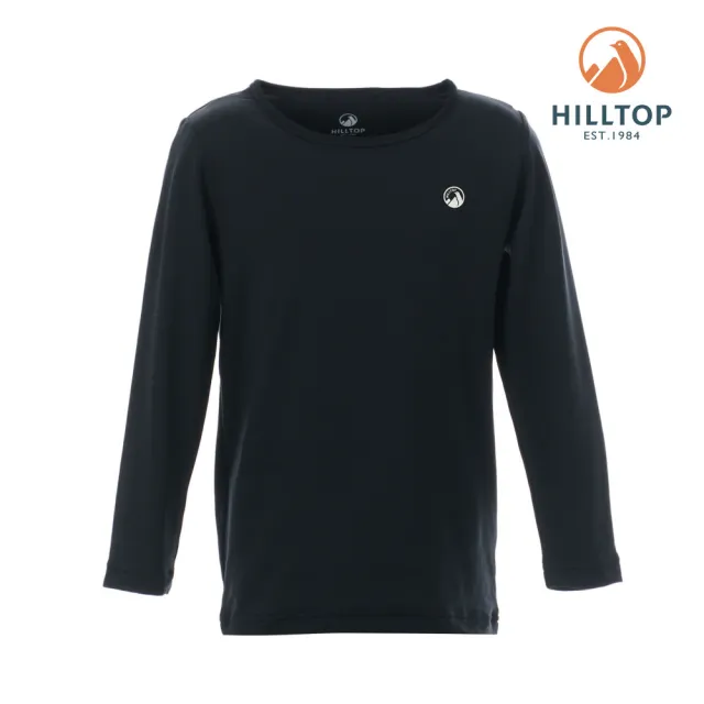 【Hilltop 山頂鳥】童款ZISOFIT POLYGIENE抗菌吸濕快乾保暖彈性長袖圓領衛生衣 黑｜PH56XC61ECA0