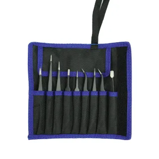 【工具王】平頭鑷子 美甲美睫 維修必備 攝子 萬用夾 手機維修 630-SSTB9(不鏽鋼鑷子 9件組 鑷子 尖嘴夾)