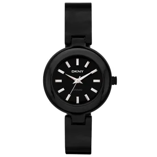 【DKNY】魅力潮流時尚陶瓷腕錶-黑(NY8549)