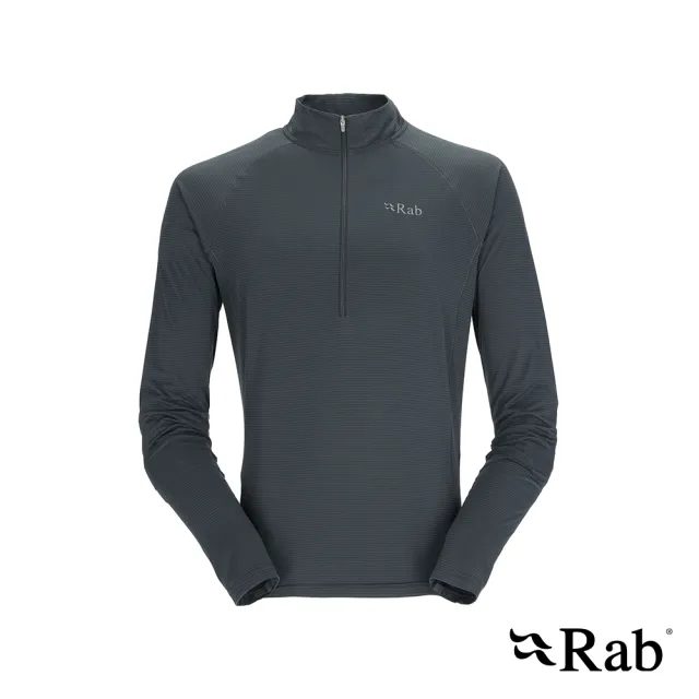 【RAB】Sonic LS Zip 長袖透氣拉鍊排汗衣 男款 鯨魚灰 #QBL03