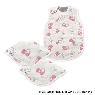 【Hoppetta】HELLO KITTY 三麗鷗聯名六層紗圍兜防踢被組(0-3歲)