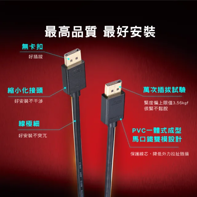 【PX 大通】2年保固1.2版4K@60 240/165/144Hz DisplayPort電競傳輸線DP線dp線2米display port(DP-2M)