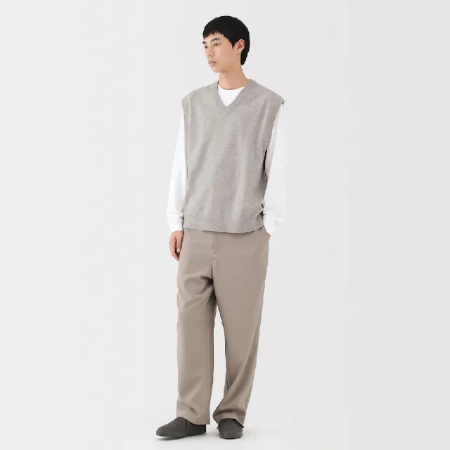 【MUJI 無印良品】男可水洗米蘭諾螺紋背心(深灰/黑色/粉米)
