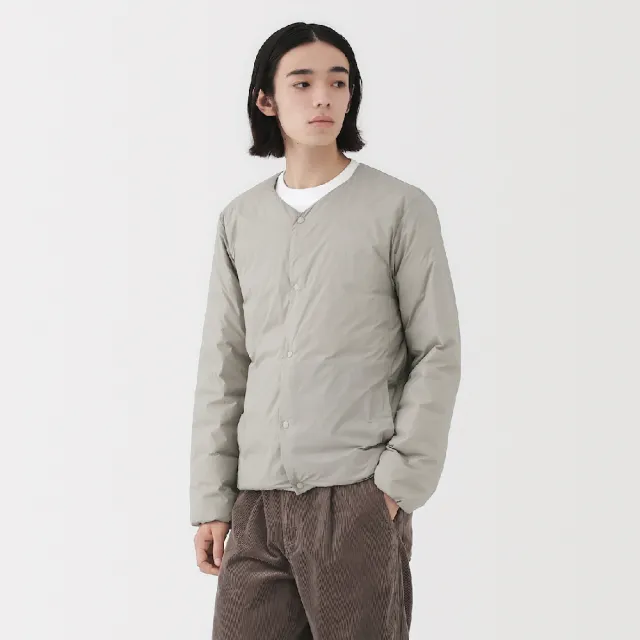 【MUJI 無印良品】男輕量羽絨可攜式無領外套(灰銀/深灰/黑色)