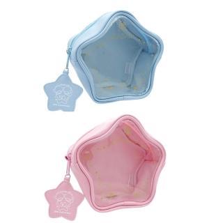 【小禮堂】Sanrio 三麗鷗 雙子星 50週年紀念 皮質透明穿口收納包 星星款(平輸品)