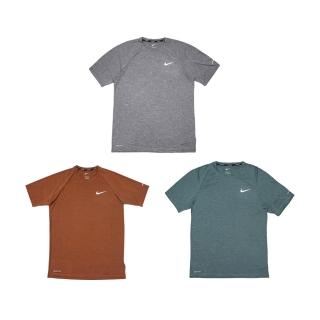 【NIKE 耐吉】成人男性短袖防曬衣 NEW HEATHER 001深灰/339藍綠/814橘(時尚 DRI-FIT 吸濕 排汗 速乾 抗UV)