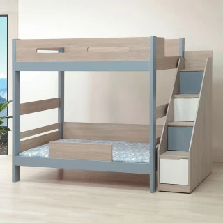 【BODEN】伍迪3.5尺單人雙層床架(床架+樓梯收納櫃-不含床墊)