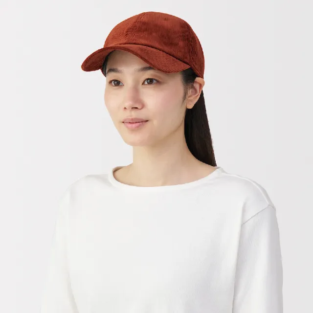 【MUJI 無印良品】吉貝木棉混燈芯絨棒球帽(米色/磚紅/黑色)