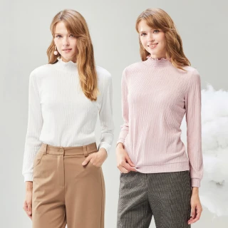 【MYVEGA 麥雪爾】MA微光澤立領壓紋百搭上衣-共三色(日系/女上衣/內搭衣/女長袖上衣)